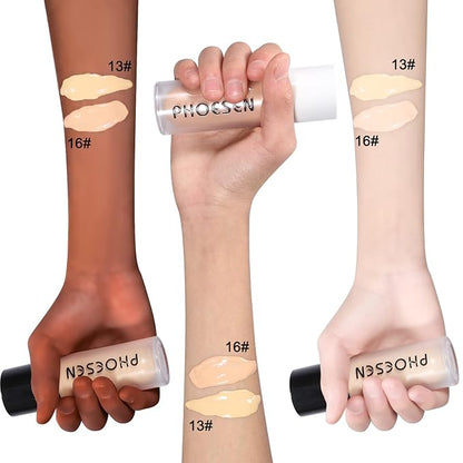 Liquid Foundation, Flawless Soft Matte Liquid Foundation 24HR Oil Control, Concealer Foundation Makeup, Medium to Full Coverage with Matte Finish, 1.35 Oz