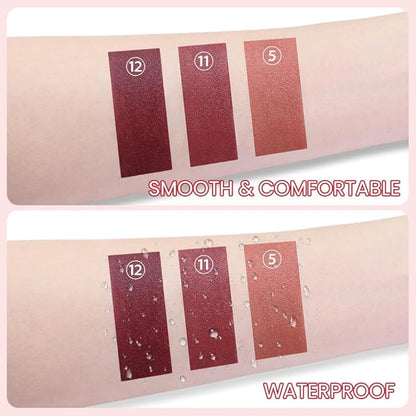 3 Colors Matt Nude Lipstick Lipliner Lip Crayons Pack Set,Velvet Moisture Smooth Matte Lipstick Pencils,Waterproof&Waterlasting,#05#11#12