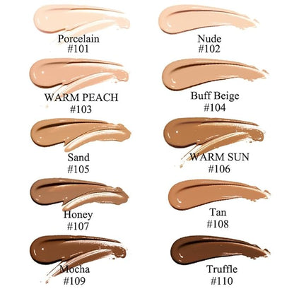 2 Pack PHOERA Foundation 102# Nude and 104# Buff Beige,Full Coverage Flawless Soft Matte 24 HR Oil Control Waterproof Concealer Liquid Foundation Makeup. ﻿