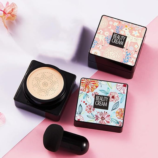 Mushroom Head Air Cushion BB Cream Even Skin Tone Makeup Base PrimerConcealer Lasting Nude Makeup Moisturizing Brightening Pigment CC Liquid Foundation (B-lvory)