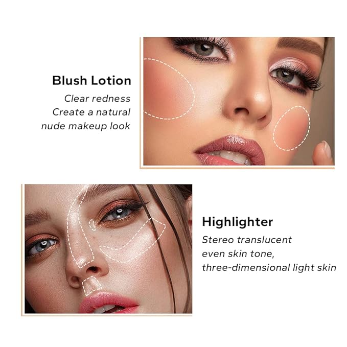 Liquid Contour Highlighter Blush Stick, Smooth Creamy Texture Face Makeup Wand with Sponge Tip, Multi-use Stick Natural Contour Blush Brighten Cheek Cosmetic(Highlighter #01)