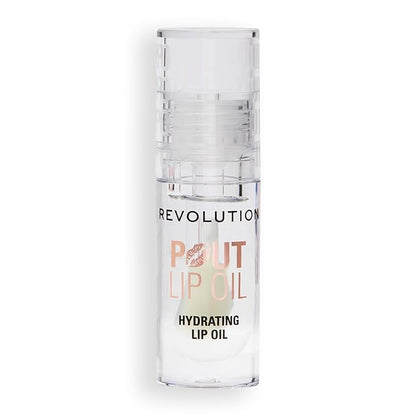 Revolution, Pout Lip Oil, Nourishing Tinted Lip Oil, High Shine, Non-Sticky Finish, Vegan & Cruelty-Free, Lychee Clear, 0.13 oz