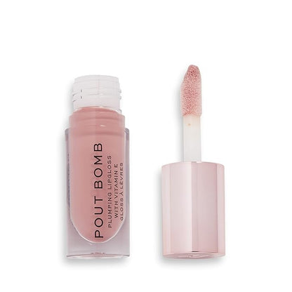 Revolution, Pout Bomb Plumping Lip Gloss, High Shine, Rich Glossy Pigment, Infused with Vitamin E, Doll Nude, 0.15 fl oz