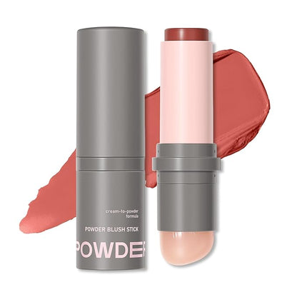 Erinde Blush Stick for Cheeks, Cream to Powder Blush Stick, Matte Blendable Buildable Color, Built-In Silicone Blush Brush, Cream Blush Stick for Cheek, Eyes & Lips, Vegan & Cruelty Free, 06