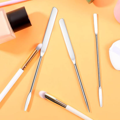 3 Pcs Makeup Spatula Foundation Spatula, Stainless Steel Facial Beauty Spatulas, Double Edged Tiny Makeup Palette Mixer Cosmetic Mixing Tool for Even Application Foundation