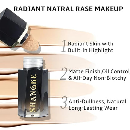 Air Cushion Foundation,Clear and Moisturizing Makeup Cushion Powder Foundation,Flawless Coverage,Long Lasting Matte Finish,Radiant Natural Base Makeup,#1 Ivory White.