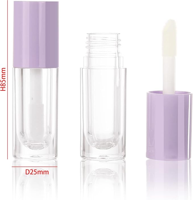 COSIDEA 30pcs Pruple Empty 6ml 0.2oz Lip Gloss Tubes with Big Doe Foot Wand，Round Lipgloss Containers，Concealer Tube Cosmetic Packing Container Bulk Wholesale
