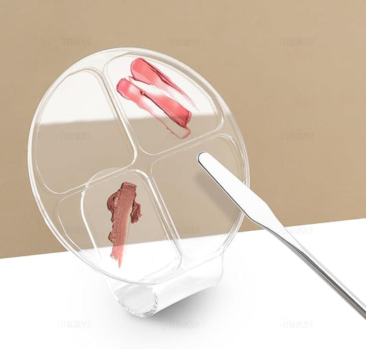 AUEAR, 2 Pack Hand Makeup Mixing Palette Handheld Clear Cosmetic Nail Art Manicure with Pieces Spatula for Foundation