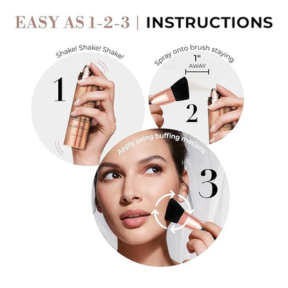LUMINESS Airbrush Flawless 4-PC Makeup Kit - Includes Eyeshadow Palette, Airbrush Foundation, Primer & Makeup Brushes - Long-Lasting, Silky, Easy to Blend Make Up Set, Travel Size (03 - Light Medium)