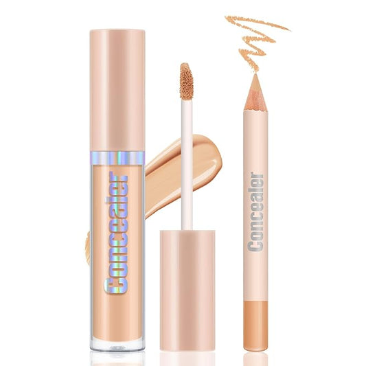 Camo Concealer Stick and Pencil Set, Full Coverage Concealer Kit, Lightweight Long Lasting Liquid Concealer for Women All-Day Wear