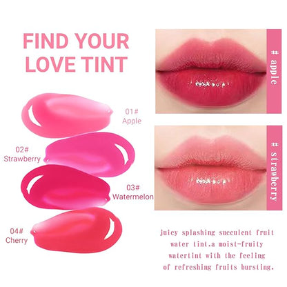 4PCS Lip Tint Stain Set,Mini Liquid Water Tint,Korean Lip Gloss Moisturizing Natural,Long Lasting Waterproof,Multi-Use Lip and Cheek Tint