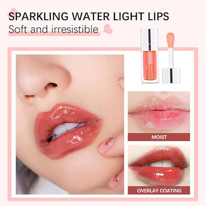 Hydrating Lip Glow Oil, Moisturizing Lip Gloss, Plumping Lip Oil, Non-Sticky Long Lasting Lip Oil Gloss, Transparent Lip Oil Tinted, Reduce lip lines (Rosewood(#012))