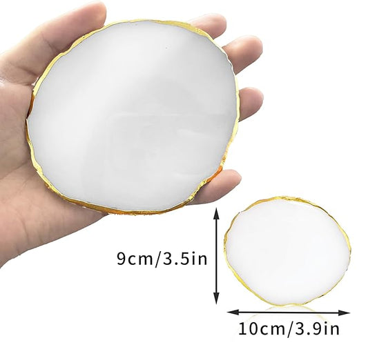 1 Piece of Resin Nail Art Palette Polished Color Mixing Tray Gilded Edge Makeup Display Board DIY Art Painting Tools (White)