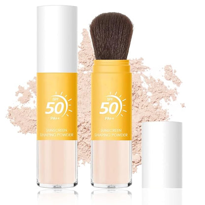 Mineral Sunscreen Setting Powder SPF 50, Mineral Brush Powder Oil Control Natural Matte Finish Loose Powder with Sunscreen Brush, Translucent Face Powder Smooth Lasting Lightweight Breathable