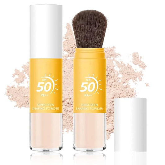 Mineral Sunscreen Setting Powder SPF 50, Mineral Brush Powder Oil Control Natural Matte Finish Loose Powder with Sunscreen Brush, Translucent Face Powder Smooth Lasting Lightweight Breathable