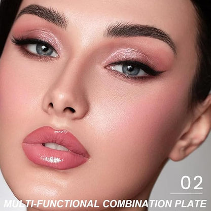 All-in-One Makeup Palette – High Pigment Contour, Blush & Eyeshadow – Matte & Shimmer Finishes – Long-Lasting, Blendable & Lightweight – Professional & Daily Makeup Kit (02#, (Pack of 1))