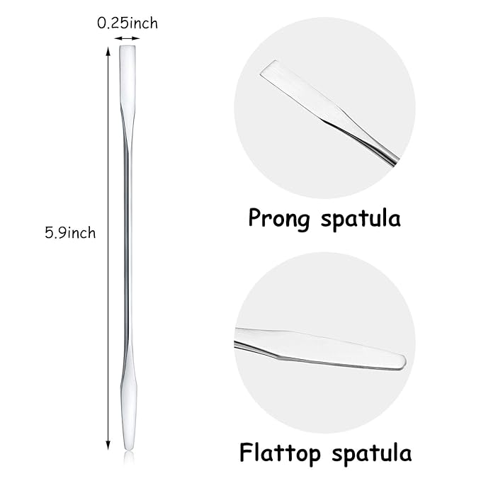 Shappy 10 Pcs Makeup Spatula Scoop Foundation Spatula Stainless Steel Mini Depotting Double-headed Makeup Tool for Mixing Cosmetics Facial Nail Art