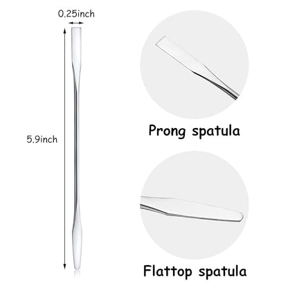 Shappy 10 Pcs Makeup Spatula Scoop Foundation Spatula Stainless Steel Mini Depotting Double-headed Makeup Tool for Mixing Cosmetics Facial Nail Art