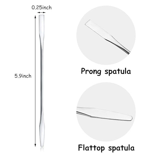 Shappy 10 Pcs Makeup Spatula Scoop Foundation Spatula Stainless Steel Mini Depotting Double-headed Makeup Tool for Mixing Cosmetics Facial Nail Art
