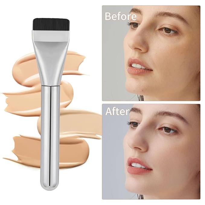3Pcs Makeup Mixing Palette Kit Including Foundation Spatula, Makeup Palette Tray, and Brushes for Women, Girl Korean Cosmetic Spatula Tool(Metal)
