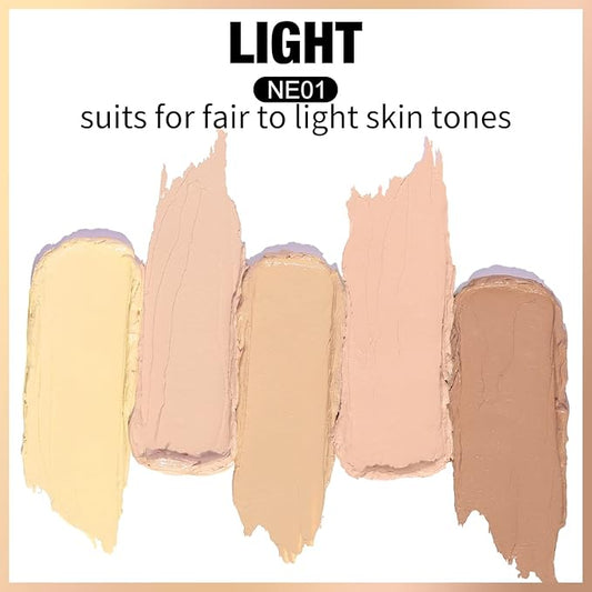 FOCALLURE #GoldenAge 5 in 1 Multi Uses Concealer Palette, 5 Colors Correcting Conceal Palette, Camouflage Contour Palettes for Dark Circles, Face Contouring Highlighter Pallet, NE01 LIGHT