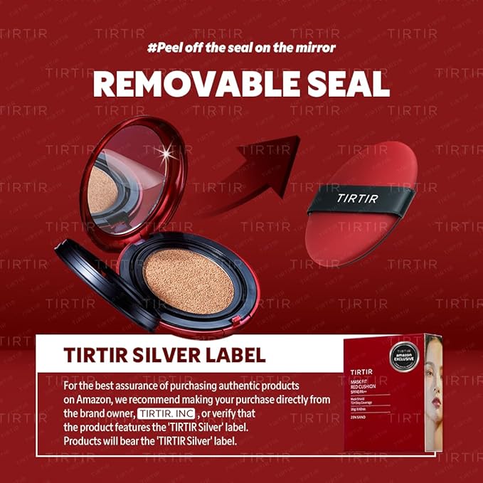 [*Mini Size*] TIRTIR Mask Fit Red Cushion Foundation | Long-Lasting, Lightweight, Buildable Coverage, Semi-Matte Finish, Korean Cushion Foundation (#45W Chestnut, 0.15 Oz)