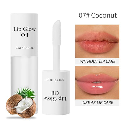 Hydrating Lip Glow Oil, No-Sticky Gloss Lip Balm Lip Care, Fruit Flavoured Lip Oil For Dry Lip's Moisturizing Hydrating And Nourishing (COCONUT)