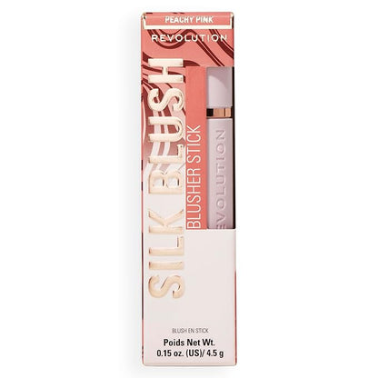 Revolution, Skin Silk Marble Blush Stick, Buildable Color for Cheek, Eye, & Lip, Cream-to-Powder Formula, Vegan & Cruelty-Free, Peachy Pink, 0.15 oz