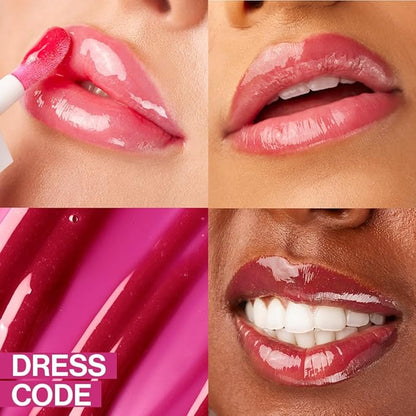 wet n wild Lip Oil - Lightweight, Non-Sticky, Hydrating & Nourishing Formula with Marula & Jojoba Oils, Vegan & Cruelty-Free - Dress Code (Pack of 2)