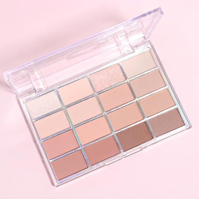 16Colors Light Beige Coral Brown Basics Matte Eyeshadow Palette,Eye Shadow Travel Makeup Palette all in one Long Lasting Waterproof Ultra-Blendable,Great for Travel Gift Kit