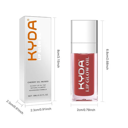 KYDA Hydrating, Moisturizing Lip Oil - Glossy, Tinted Lip Gloss for Dry Lips - Rosewood