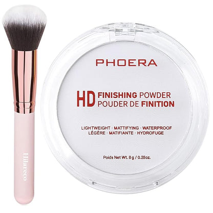 PHOERA Foundation Pressed Face Powder, Soft Focus Setting Powder, Silky Powder For Creating Without Shine, Smooths Pores & Lines, Up to 24H Wear Oil Control,0.28 Oz (001 Translucent)