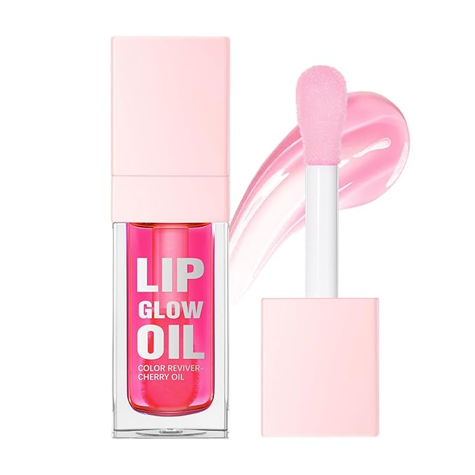 Hydrating Lip Glow Oil, Plumping Lip Gloss, Moisturizing Lip Gloss Lip Balm, Transparent Lip Oil, Non-Sticky Long Lasting Lip Gloss, Tinted Lip Balm for Lip Care,0.28 OZ (#007-Raspberry, 0.28 OZ)