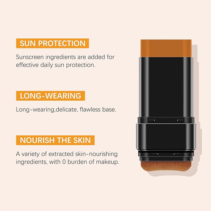 3 in 1 Anti-wrinkle Hydrating Lightweight Foundation Stick Concealer & Makeup, Multi-Use Long-Lasting Formula for All Skin Types (Dark, 20g/0.71oz)