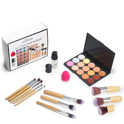 Pure Vie All-in-One Holiday Gift Surprise Makeup Set Essential Starter Bundle Include Eyeshadow Palette Lipstick Concealer Blush Mascara Eyeliner Face Powder Lipgloss Brush - Full Makeup Kit for Women