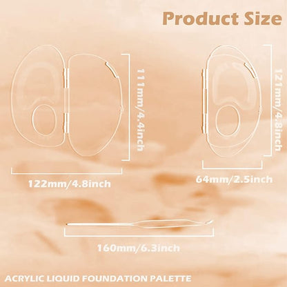 180 Degree Folding Acrylic Makeup Mixing Palette, Plastic Foundation Makeup Facial Palette with Felt Bag, Transparent Spatula Tool for Eyeshadow Liquid Foundation
