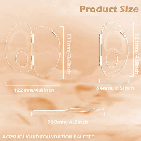 180 Degree Folding Acrylic Makeup Mixing Palette, Plastic Foundation Makeup Facial Palette with Felt Bag, Transparent Spatula Tool for Eyeshadow Liquid Foundation
