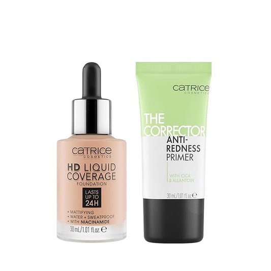 Catrice | HD Foundation 20 & The Corrector Anti-Red Primer| Full Coverage Makeup | Vegan & Cruelty Free