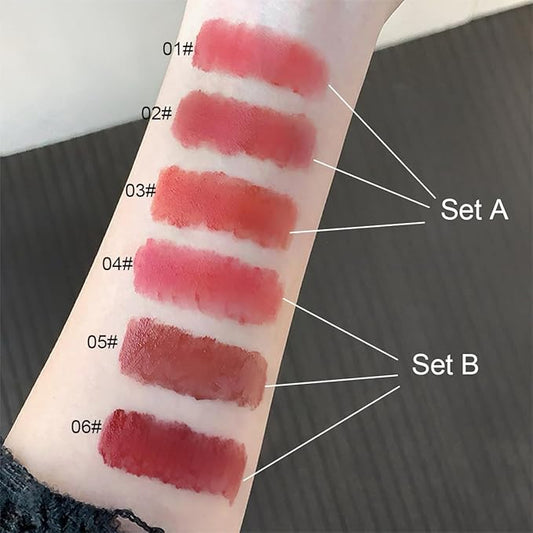 Pack of 3 Matte Lip Stain, Pink Bunny Cute Lipstick, 3 Colors Velvet Lip Glaze Set, Kawaii Makeup Kit for Women, Creative Keychain Design Easy to Carry (Set A(123#))