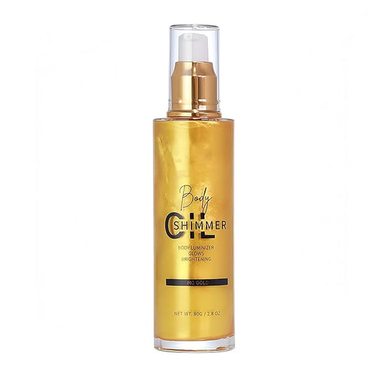 Shimmer Body Luminizer 5 Color Waterproof Smooth Face Body Glow Illuminator Non-sticky Liquid Body Highlight Illuminator for Face & Body & Leg (80 ML, 02 Gold)