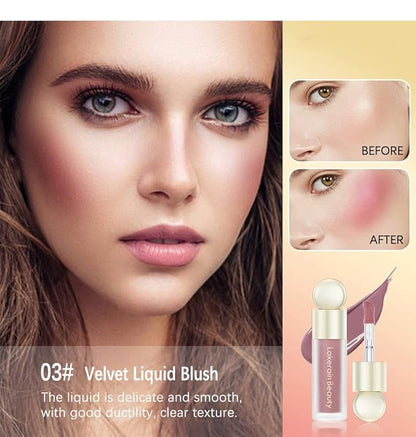 GL-Turelifes Soft Cream Blush Makeup, Liquid Blush for Cheeks, Natural-Looking Long Lasting, Smudge Proof, Velvet Mousse,Dewy Finish, Easy to Blend Blusher (#3)