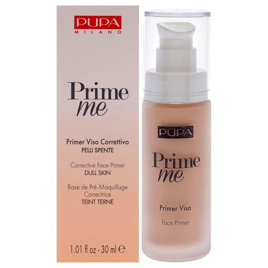 PUPA Milano Prime Me Corrective Face Primer - Pre Make-Up Face Base - For Dull-Looking And Lifeless Skin - Evens Out The Skin Tone, Giving It A Glowing And Fresh Appearance - 005 Peach - 1 Oz