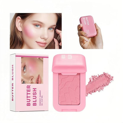 4 Color Powder Blush, Embossed Butter Blush, Matte Powder Makeup Blush for Cheeks
