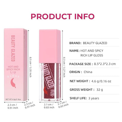 Beauty Glazed Hot & Spicy Rich Lip Gloss & Plumping Lip Oil with Chili Extract – Ultra‐Hydrating, Long‐Lasting Gloss & Sensual Plump Formula for Bold, Moisturized Lips (101# GLOSSY, 1)