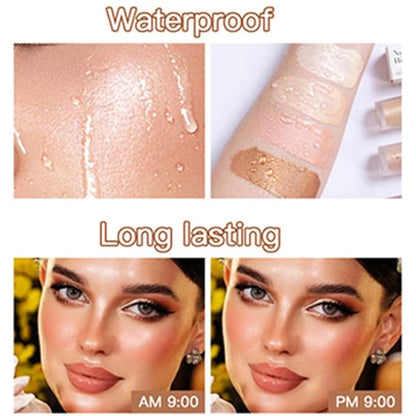 Mysense Liquid Highlighter Makeup, Natural Glow Face Highlighter Stick, Silky Smooth Light Liquid Luminizer, Long Lasting Shimmering Face Illuminator Make up, #04 Candlelight