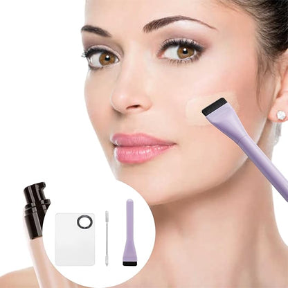 Makeup Accessories Set, Makeup Mixing Palette, Foundation Brush, Spatula Tool (Purple)