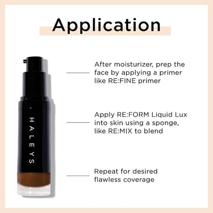 HALEYS RE:FORM Liquid Lux Foundation (10.00) Vegan, Cruelty-Free Foundation Makeup - Even Skin Tone and Cover Blemishes & Imperfections with a Luminous Finish for Long-Lasting Wear