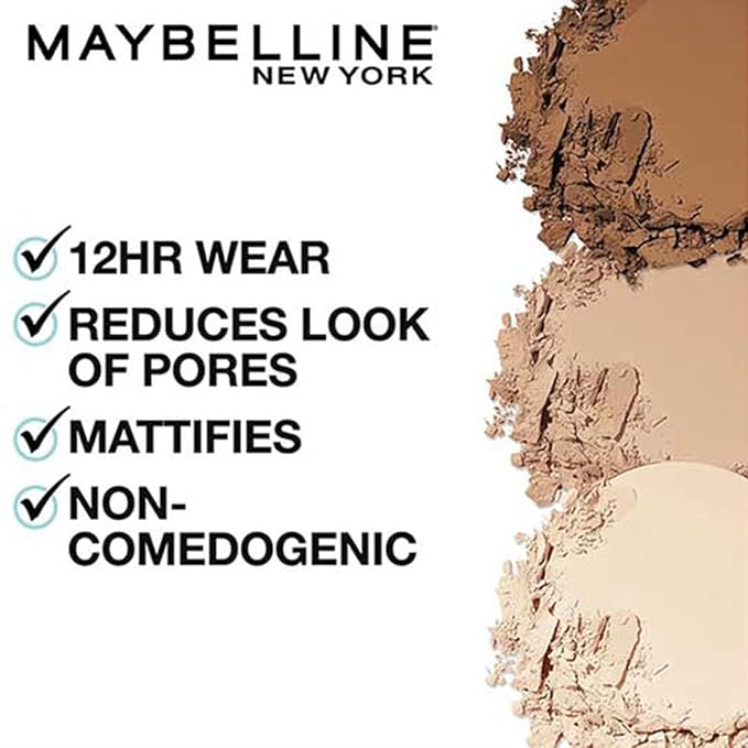 Maybelline Fit Me Matte + Poreless Liquid Oil-Free Foundation Makeup & Fit Me Matte + Poreless Pressed Face Powder Makeup & Setting Powder, Classic Ivory, 1 Count