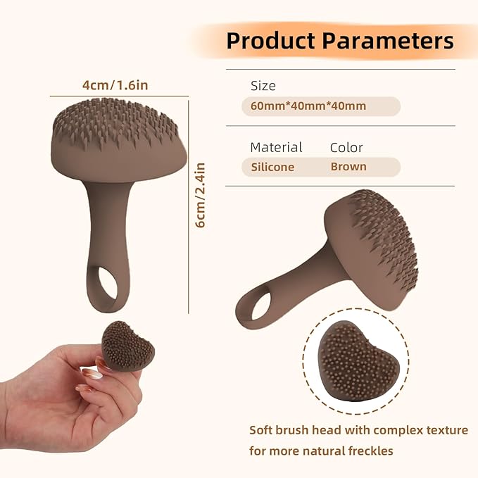 Silicone Freckle Stamp, Portable Waterproof Faux Freckles Applicator, Natural Freckles Makeup Tool for Women (Brown)