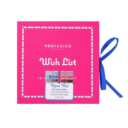 Profusion Cosmetics Wish List 18 Shade Makeup Palette, Richly Pigmented Multi Finish Eyeshadow, Highlighter, and Blush for Dazzling Eyecatchy Looks